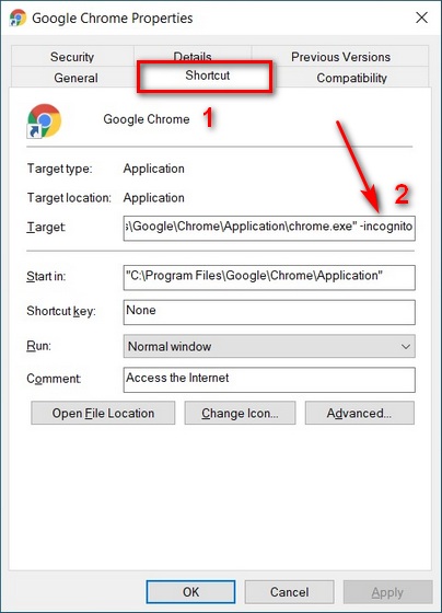 Öffnen Sie Google Chrome im Inkognito-Modus