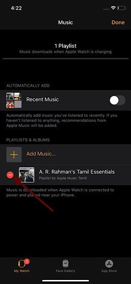Remove Music from Apple Watch