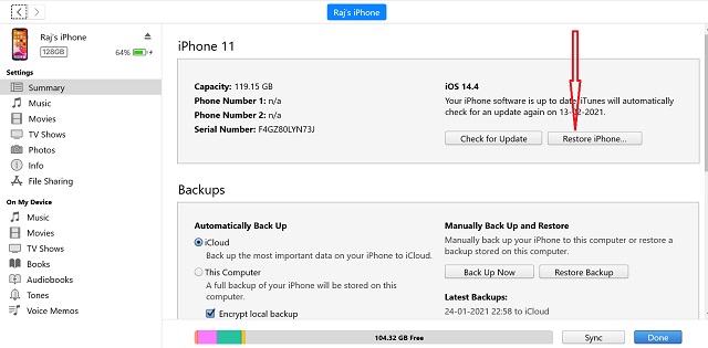 How to Encrypt Local Backups of iPhone or iPad on Windows - 11