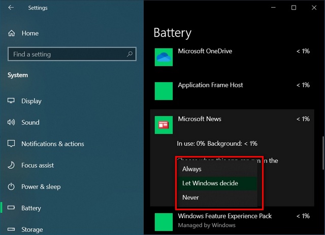 Detect and Disable Battery-draining Apps to improve battery life in Windows 10