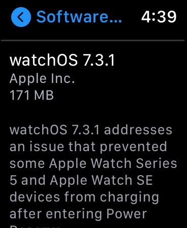 Update software on Apple watch
