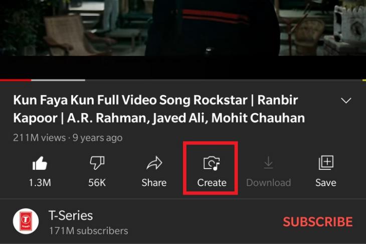 YouTube Adds a ‘Create’ Button for Shorts in Player Interface