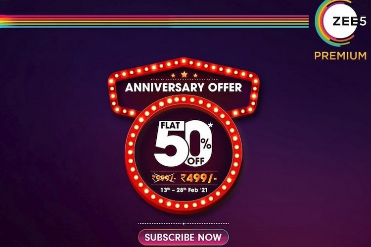 Zee5 anniversary offer 50% discount annual plan