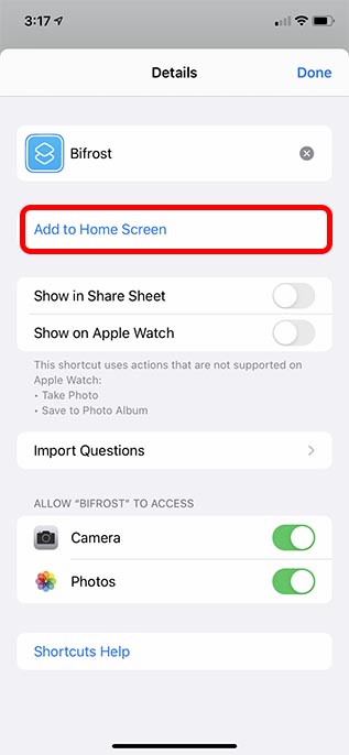 add shortcut to home screen
