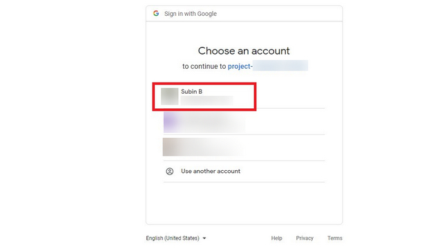 authenticate using google account