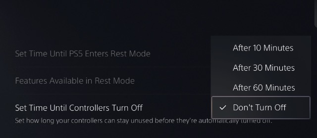 choose auto turn off time dualsense controller