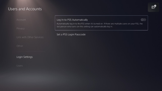 disable automatic login ps5