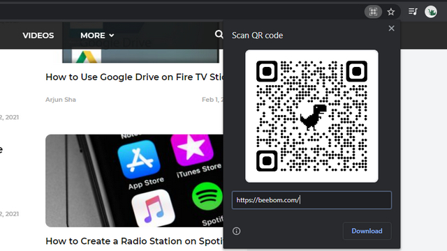 How to Create QR Codes for URLs Using Google Chrome | Beebom