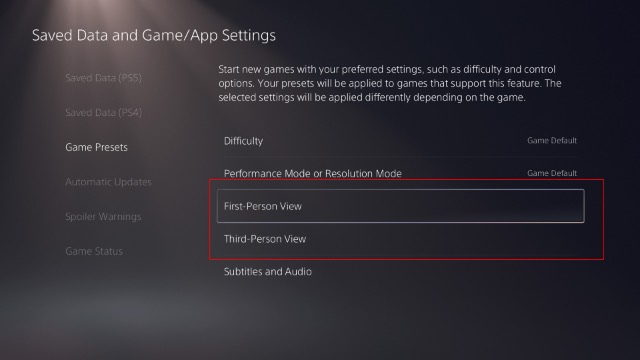 How to Preset Game Difficulty, Resolution, and More on PS5