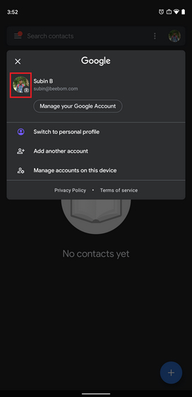option to change google pfp from phone