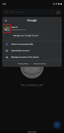 Option zum Ändern von Google pfp vom Telefon