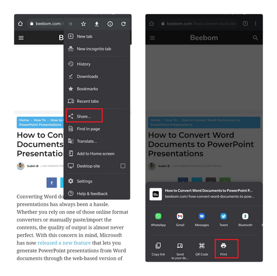 print from chrome for android