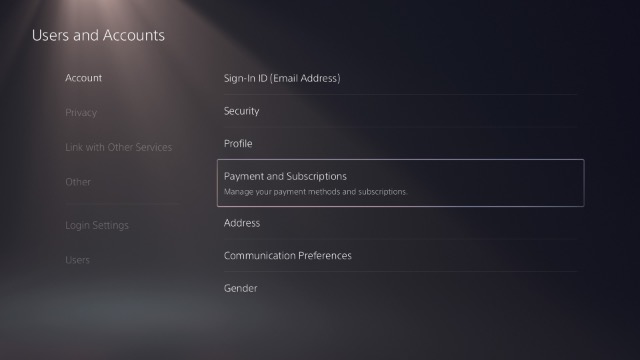 ps5 payments and subscription settings