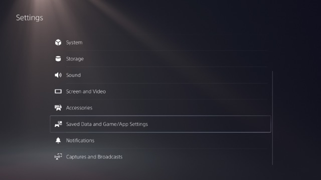 ps5 settings saved app game data