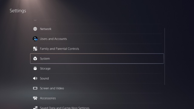 ps5 settings system