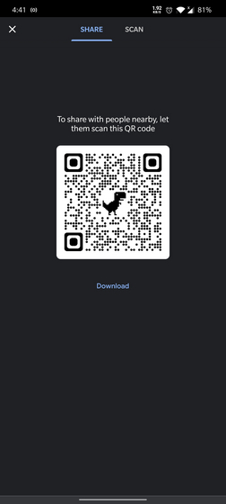 qr code on chrome mobile