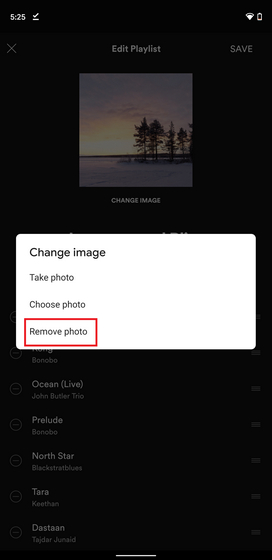 remove playlist image spotify mobile