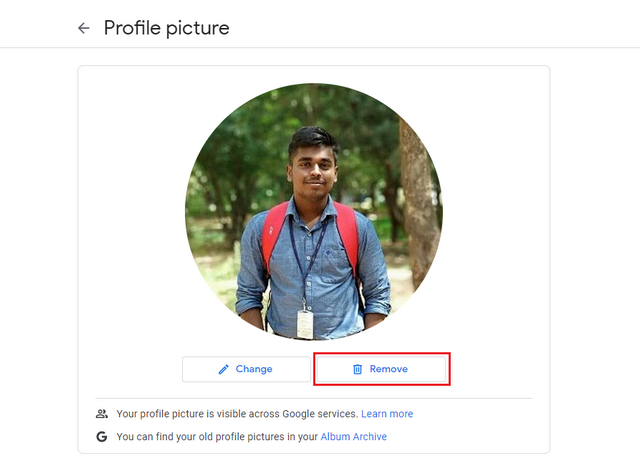 remove profile pic final step