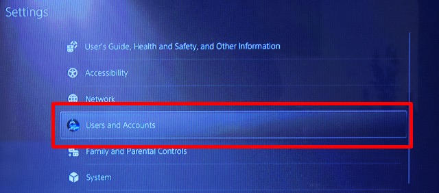 settings users and accounts ps5
