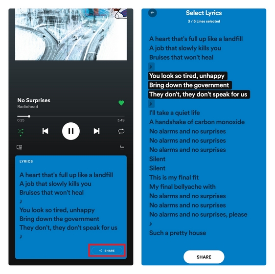 How to Share Spotify and Apple Music Song Lyrics to Instagram Stories |  Beebom