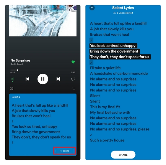 lyrics spotify app