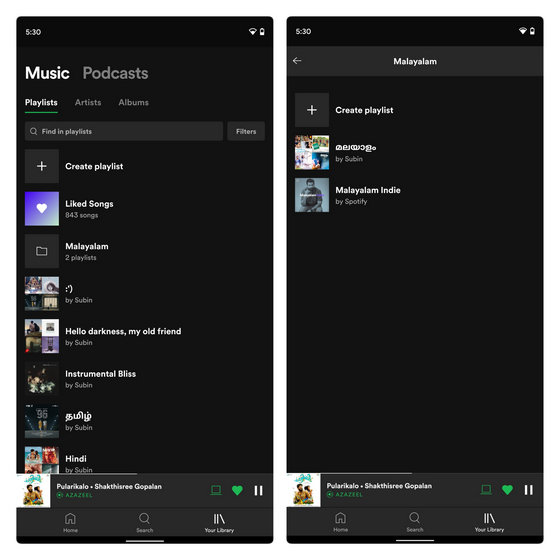 spotify folders on mobile