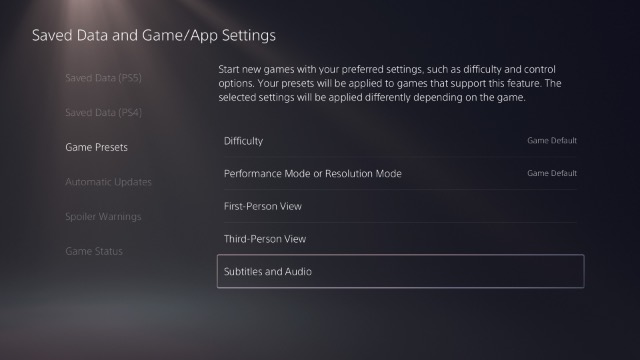 How to Preset Game Difficulty, Resolution, and More on PS5