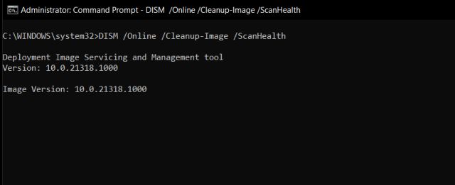 DISM Scan Health command in cmd.exe