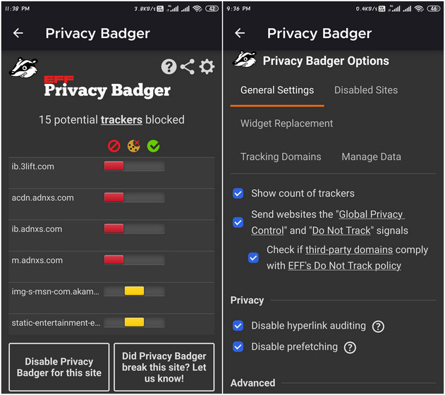 Privacy Badger Лучшее дополнение для Firefox на Android