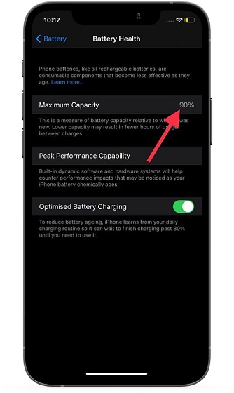 Battery health on iOS - common iOS 14 problems