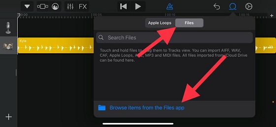 Browse songs in the Files app