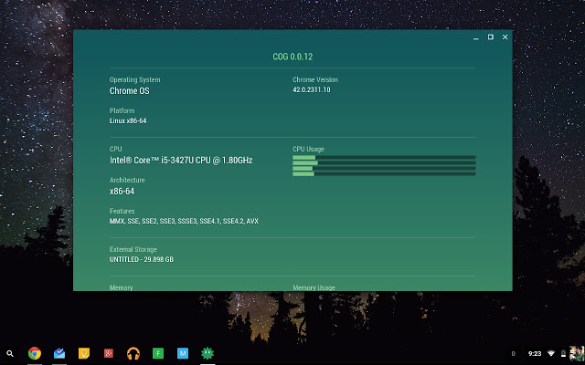 Chrome OS - check hardware info and view CPU usage - CogChrome OS - check hardware info and view CPU usage - Cog