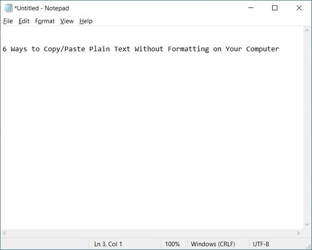 Notepad Copy plain text without formatting