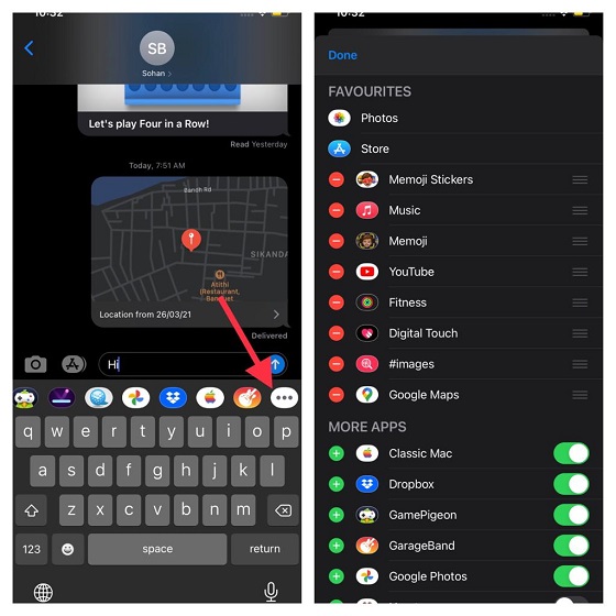 Customize iMessage app drawer