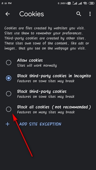 google chrome delete cookies for site