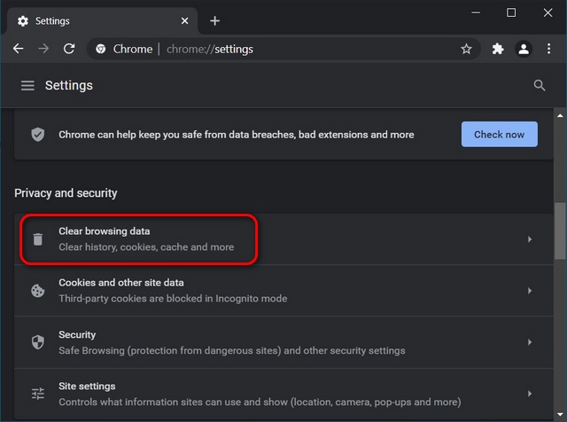 Chrome privacy settings Windows