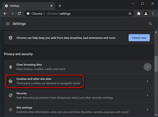 Chrome privacy settings Windows
