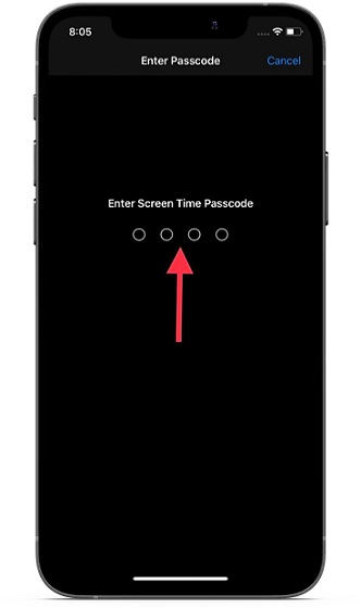 Enter your screen time passcode