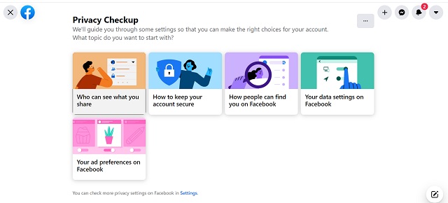 Facebook privacy checkup