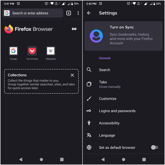 Firefox: Best Browsers for Privacy on Android and iOS