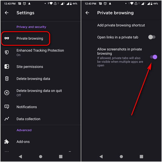 How to Take Screenshot in Firefox Private Mode on Android