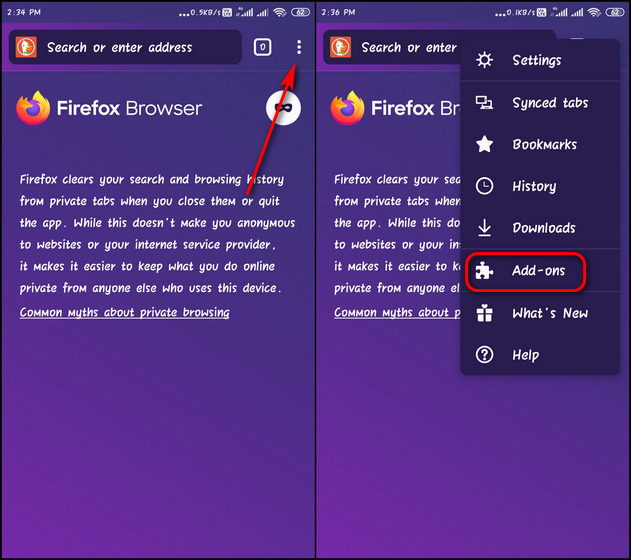 Как установить дополнения Firefox на Android