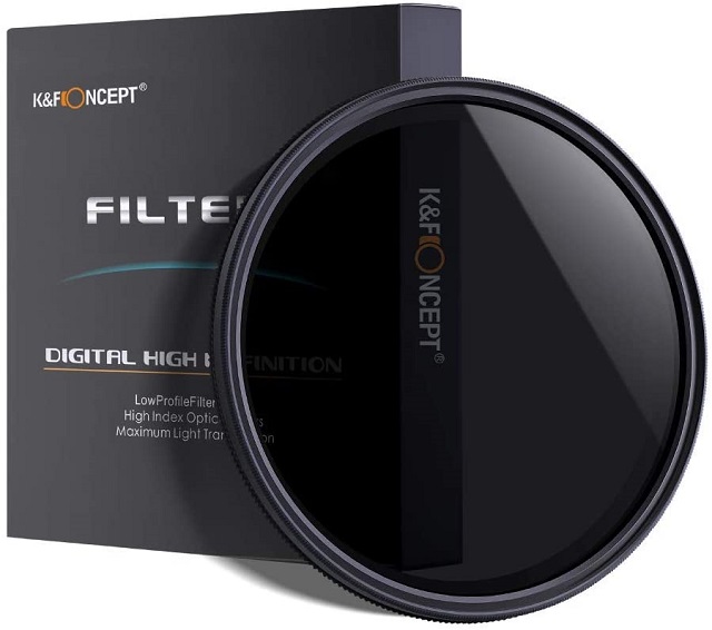 K&F Concept 77mm Ultra Slim ND2-ND400 Fader Variable Neutral Density Adjustable Lens Filter