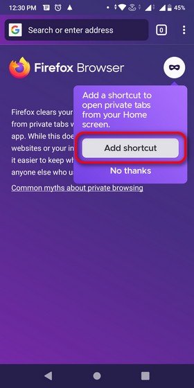 Ανοίξτε τον Firefox σε ιδιωτική λειτουργία από προεπιλογή
