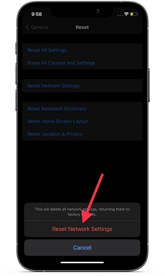 Reset Network settings - iMessage Waiting for activator error fix