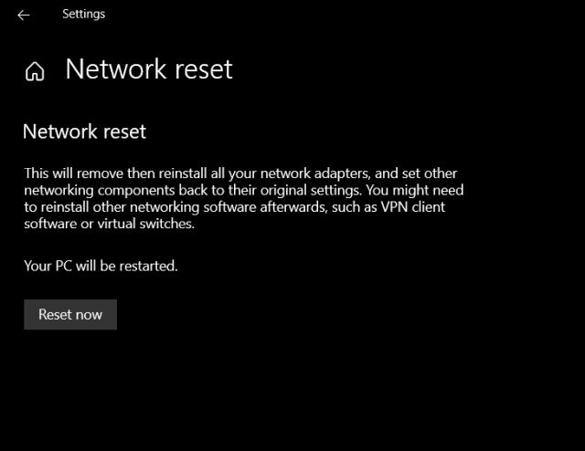Network Reset