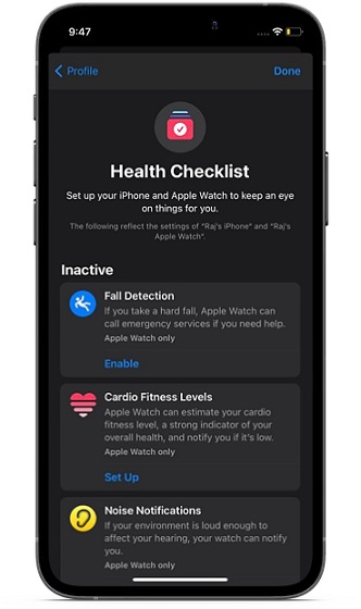 See your Health checklist