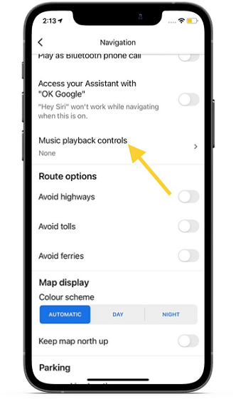 حدد عناصر التحكم في تشغيل الموسيقى-كيفية توصيل خرائط Google بـ Apple Music على iPhone