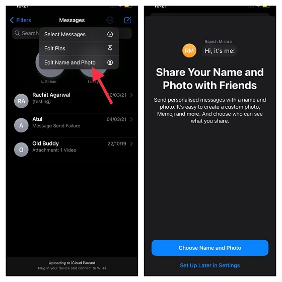 Set up iMessage profile on iPhone and iPad