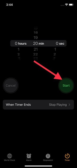 Start the Sleep Timer for Apple Music